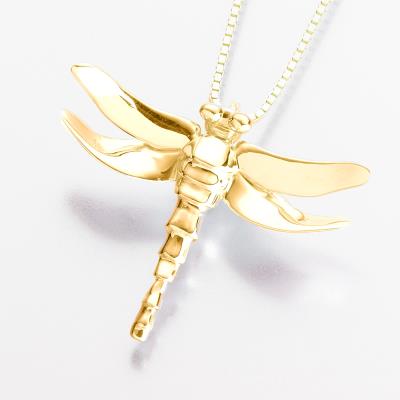 gold vermeil dragonfly cremation pendant necklace